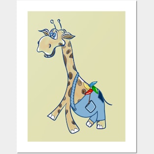 funny giraffe Posters and Art